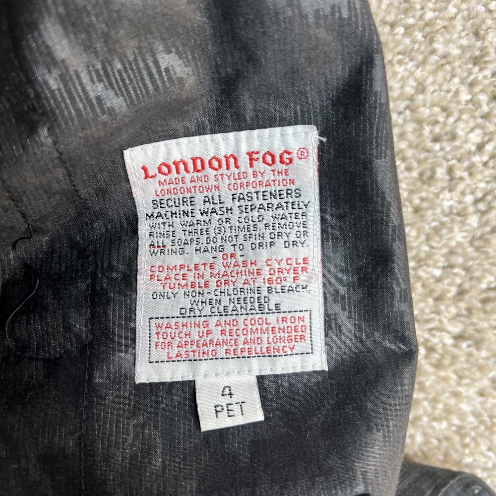 Vintage London Fog Coat Womens 4 Petite Gray Check Long Trench Lined Raincoat - Picture 5 of 10